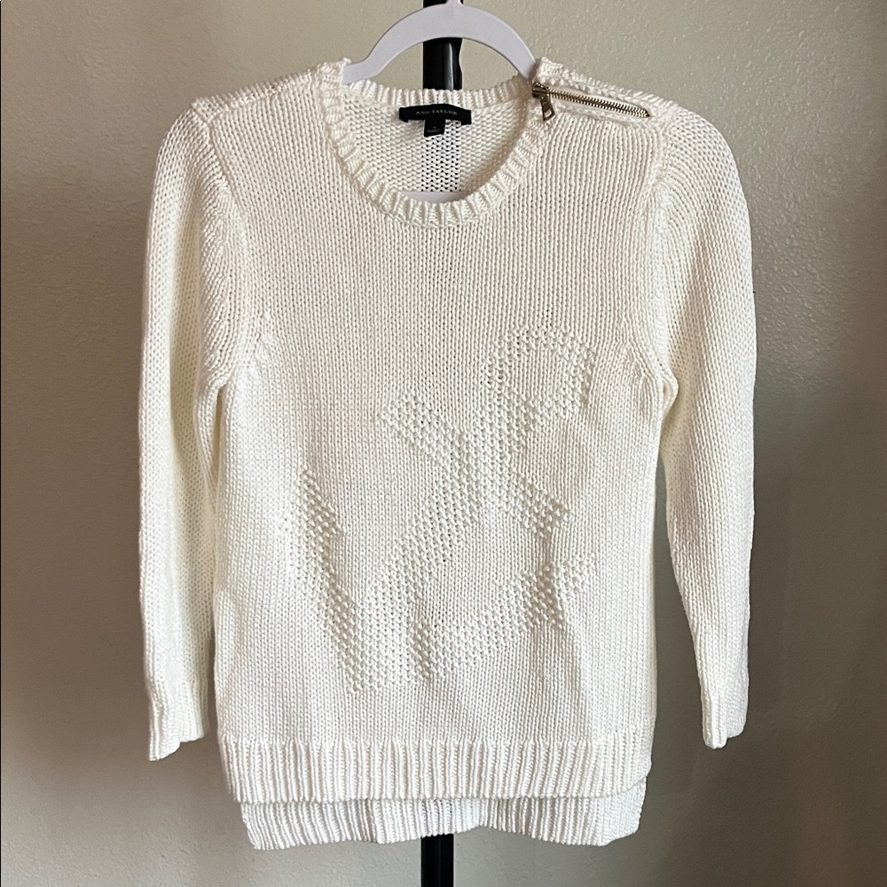 Ann Taylor Nautical Anchor Crew Neck Sweater